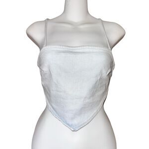 ZARA Denim Bandana Crop Top Small Light Blue Triangle Tank Y2K Festival NWT